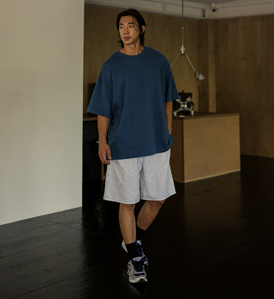 (L-6XL)<br>헤브린 侧缝 短袖T恤