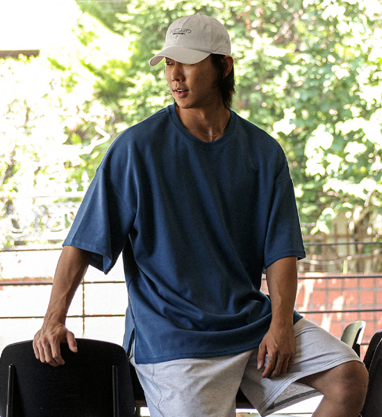 (L-6XL)<br>헤브린 侧缝 短袖T恤