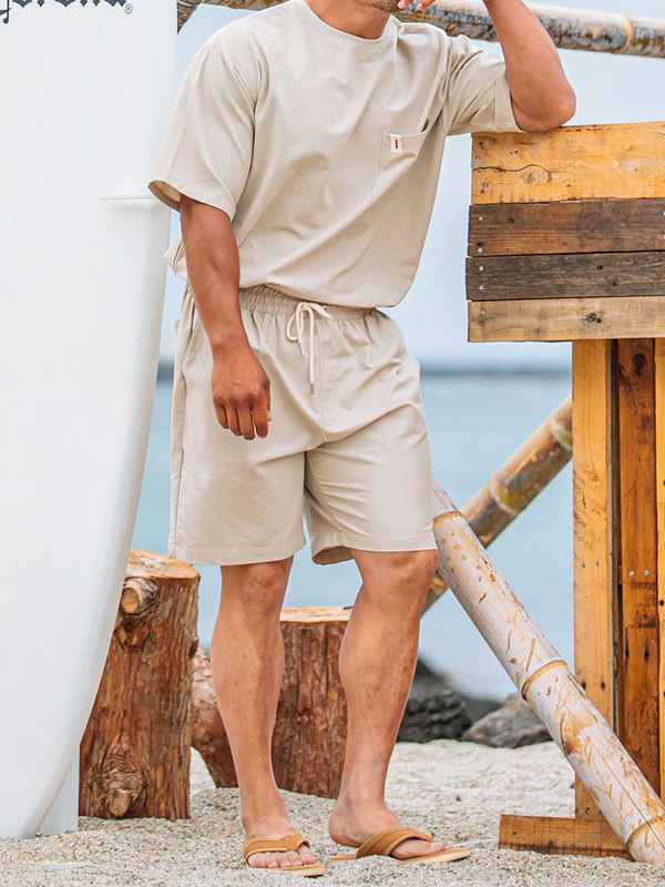 (L-4XL)<br>소트리 侧缝 短袖T恤+던가드 松紧带短裤