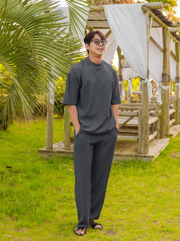 (L-5XL)<BR>보아비스 短袖T恤+우아초 松紧带裤