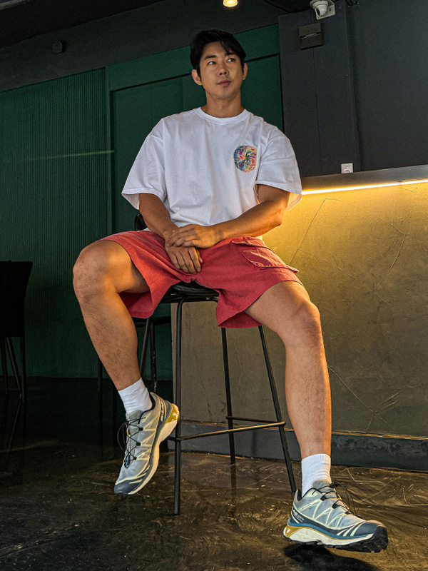 (XL-4XL)<BR>보츠바타 颜料 松紧带短裤