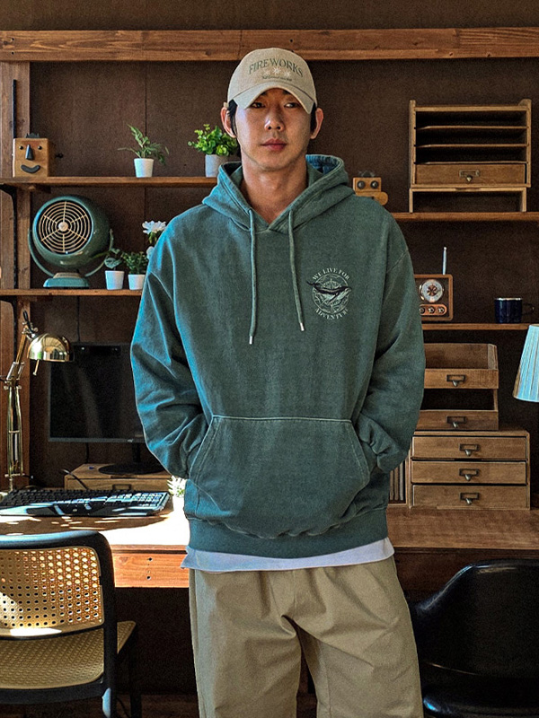 (L-5XL)<BR>마그나토 颜料 带帽T恤