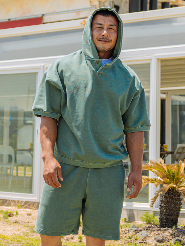 (3XL-6XL)<BR>로나이프 短袖连帽衫+스턴하버 松紧带短裤