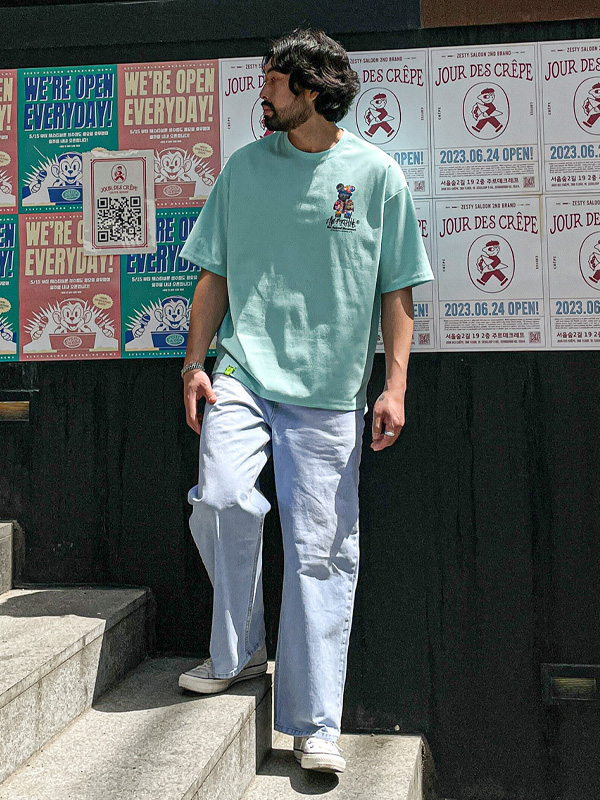 (L-5XL)<BR>플라워베어 短袖T恤