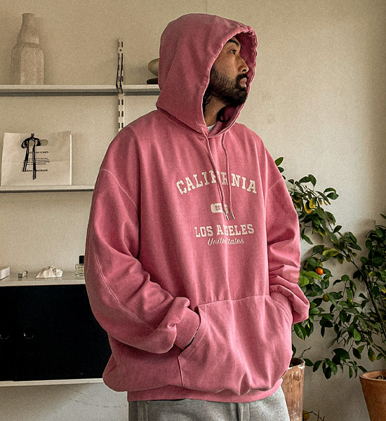 (M-5XL)<BR>트리펀 颜料 带帽T恤