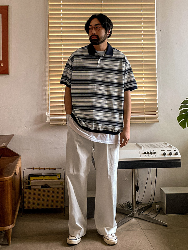 (XL-6XL)<BR>알모라 条纹 短袖领衬衫 Q88955