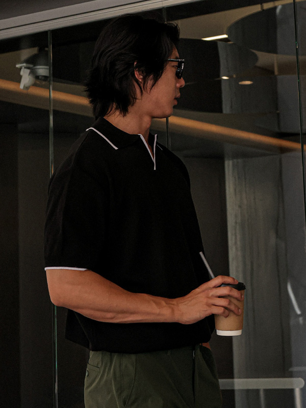 (L-5XL)<br>라타리 开领 短袖针织品<br><font color="#fb5ec9"><B>[1+1]</B></font>