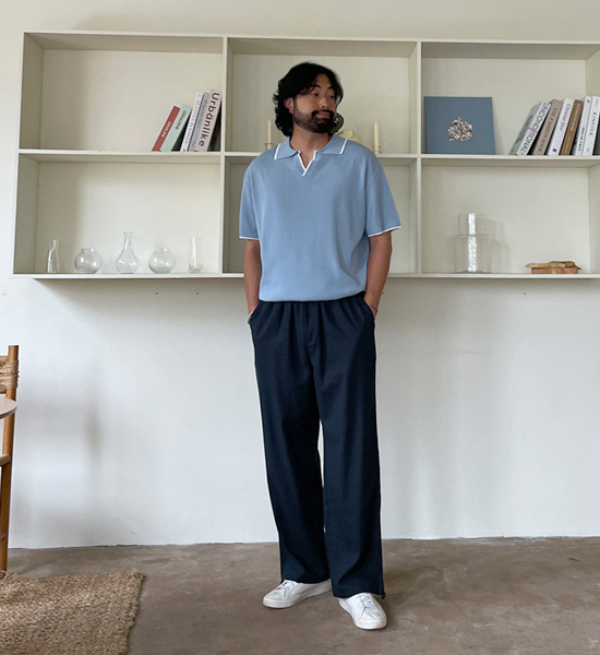 (L-5XL)<br>라타리 开领 短袖针织品<br><font color="#fb5ec9"><B>[1+1]</B></font>