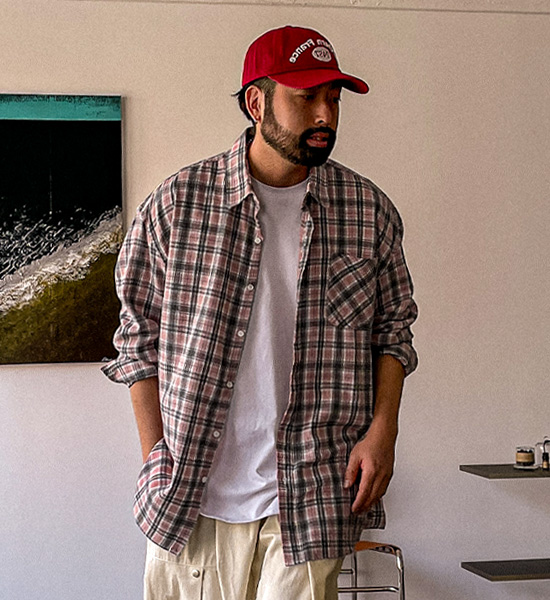 (L-5XL)<BR>다드린 格子衬衫 N002