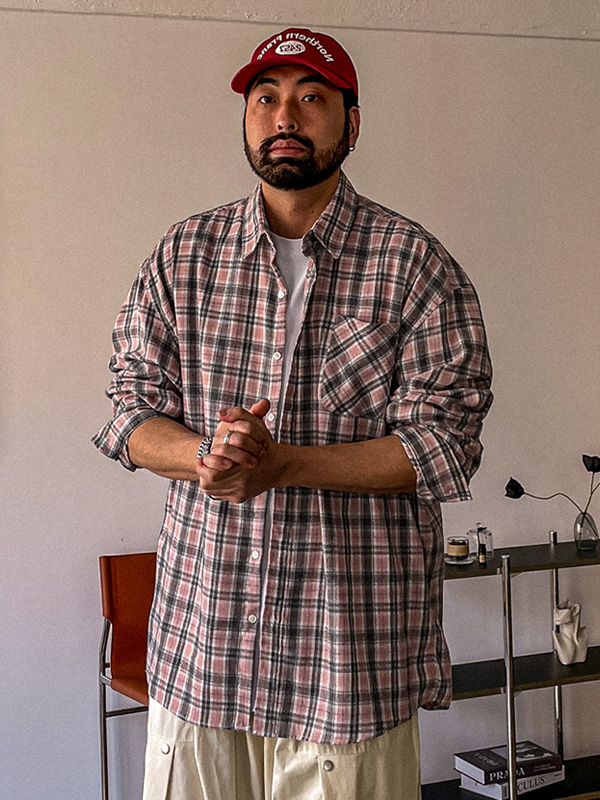 (L-5XL)<BR>다드린 格子衬衫 N002