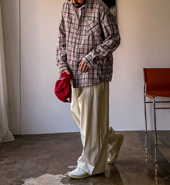 (L-5XL)<BR>다드린 格子衬衫 N002