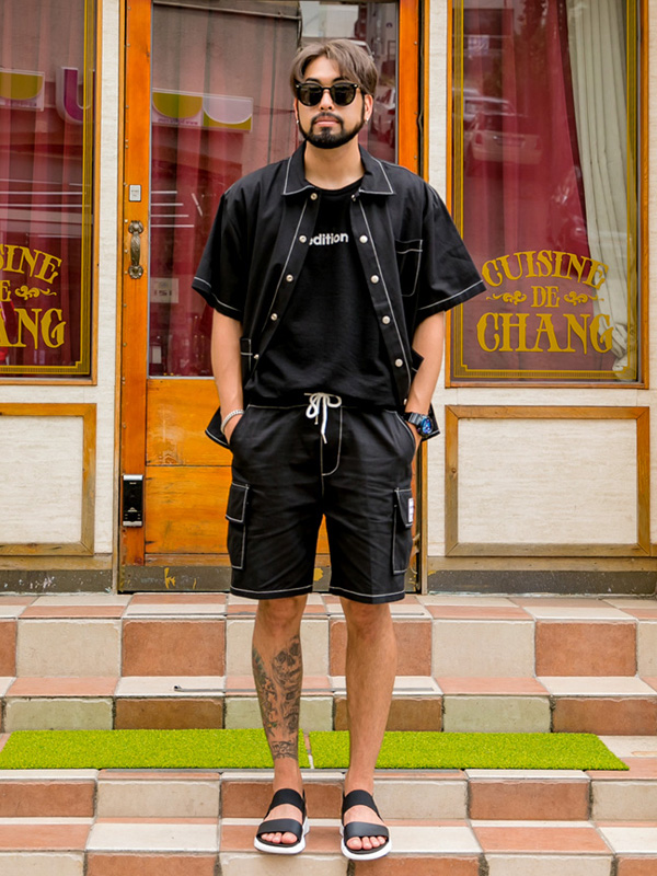 (M-5XL)<BR>핫앤콜드 工装裤 松紧带短裤