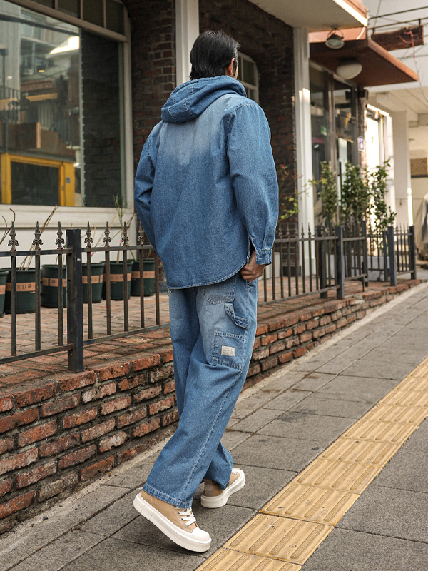 라사우스 半宽配合 牛仔松紧带裤