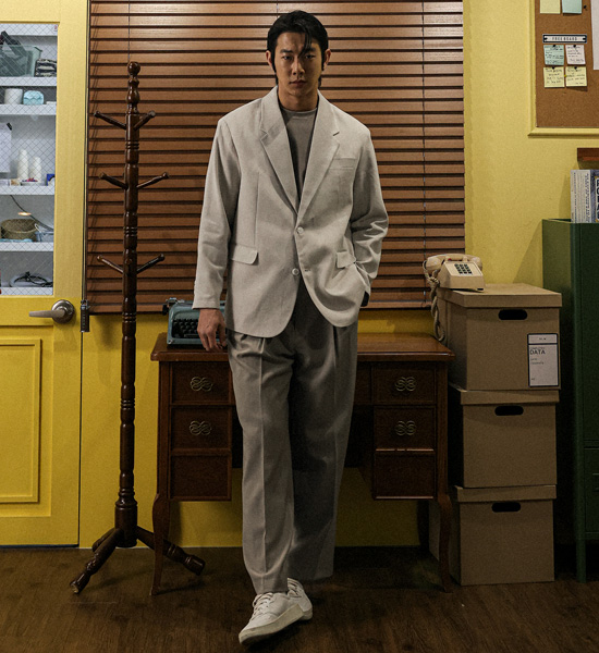 (L-4XL)<br>버타노 人字形 亚麻夹克