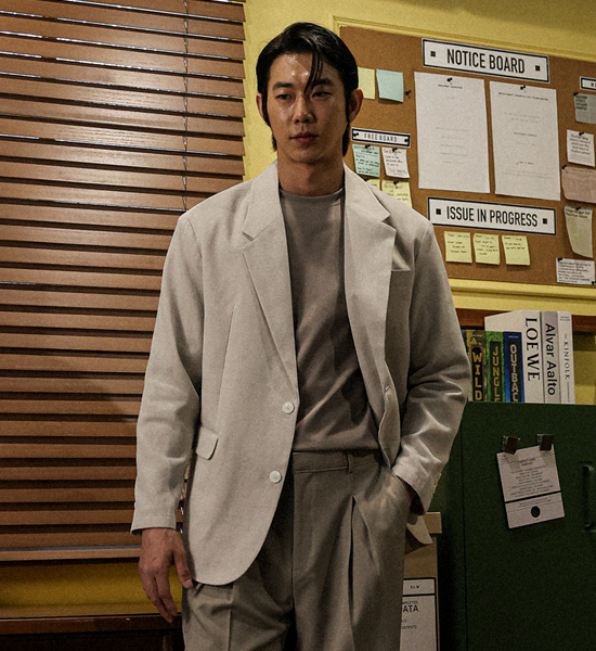 (L-4XL)<br>버타노 人字形 亚麻夹克