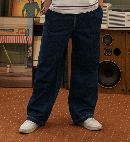 (M-5XL)<BR>파에트 半宽配合 牛仔松紧带裤 D579