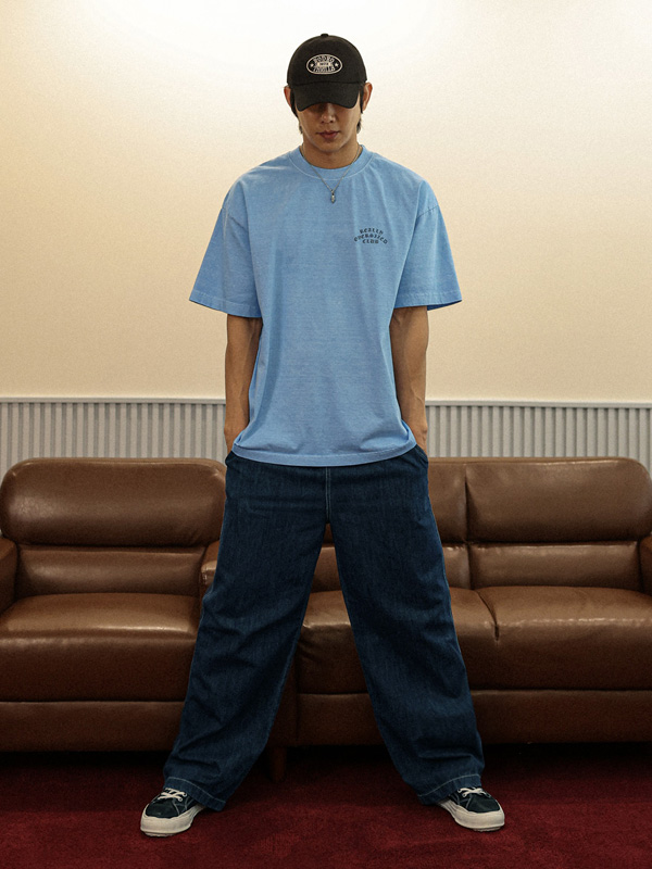 (M-5XL)<BR>파에트 半宽配合 牛仔松紧带裤 D579