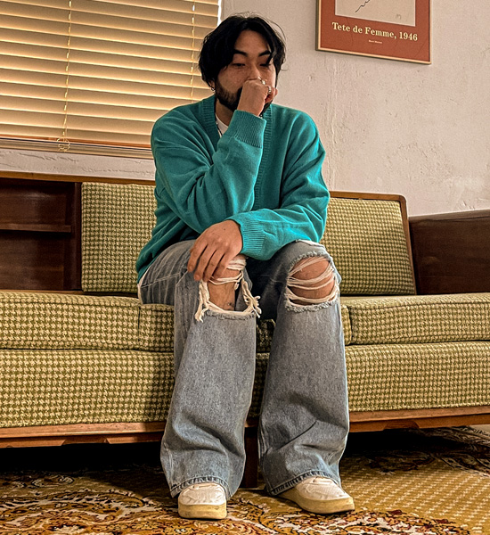 (S-5XL)<BR>알파하 半宽配合 牛仔裤