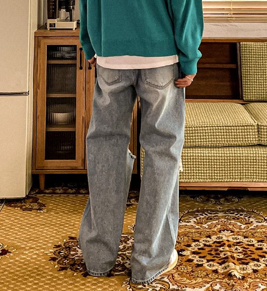 (S-5XL)<BR>알파하 半宽配合 牛仔裤