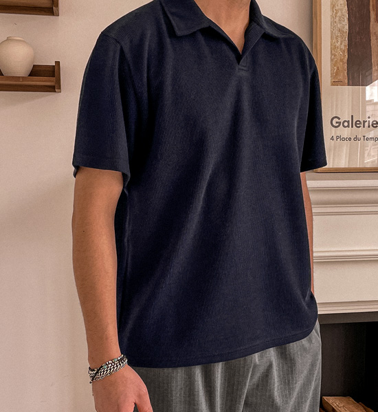 (M-4XL)<BR>캐스단 短袖领针织品