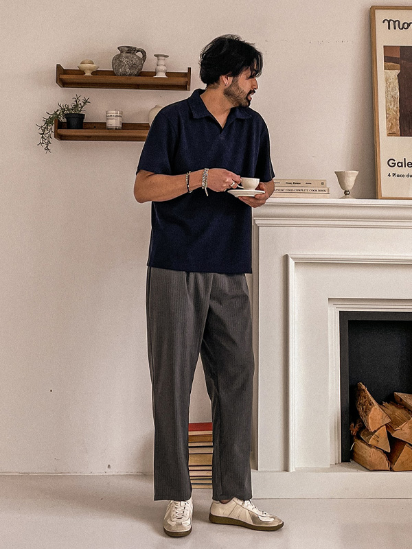 (M-4XL)<BR>캐스단 短袖领针织品