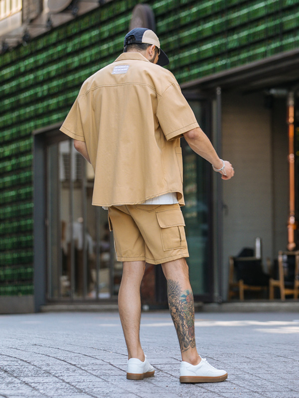 (XL-6XL)<BR>마르틴 短袖 衬衫&外套+핫앤콜드 工装裤 松紧带短裤