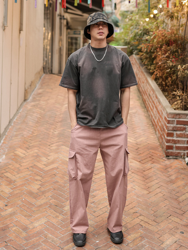 (L-5XL)<BR>루리크 颜料 短袖T恤 F55