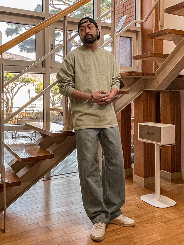 (XL-4XL)<BR>나프니 颜料 长袖t恤