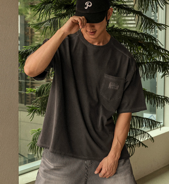 (L-5XL)<BR>루아코 颜料 剪裁短袖连体衣 T016