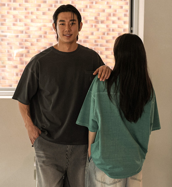 (L-5XL)<BR>루아코 颜料 剪裁短袖连体衣 T016