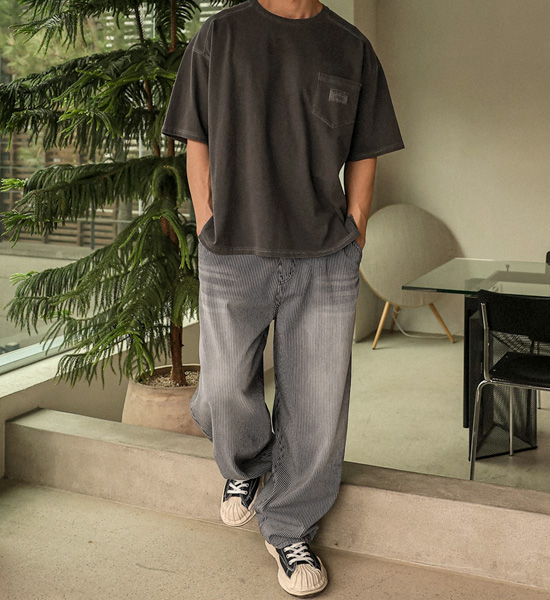 (L-5XL)<BR>루아코 颜料 剪裁短袖连体衣 T016