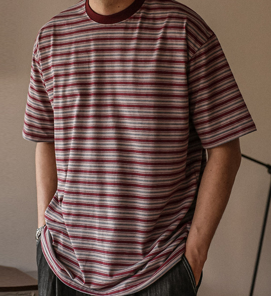 (XL-6XL)<BR>티온빌 条纹 短袖T恤