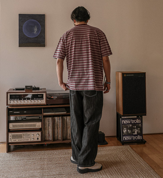 (XL-6XL)<BR>티온빌 条纹 短袖T恤