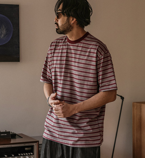 (XL-6XL)<BR>티온빌 条纹 短袖T恤