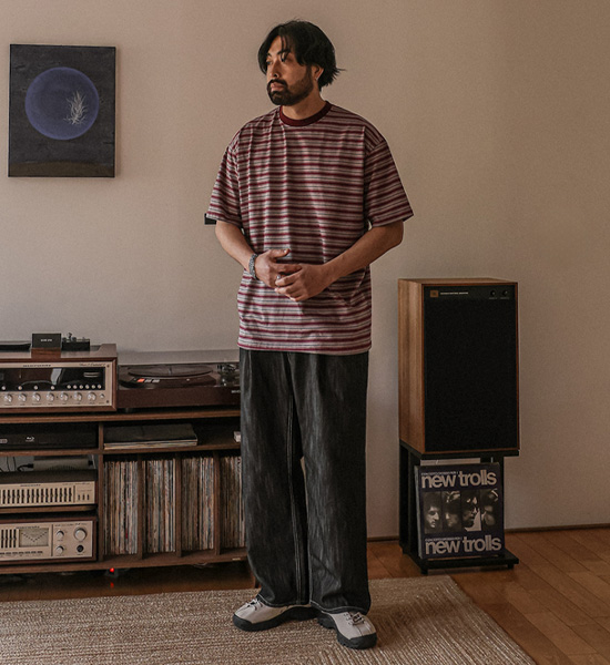 (XL-6XL)<BR>티온빌 条纹 短袖T恤