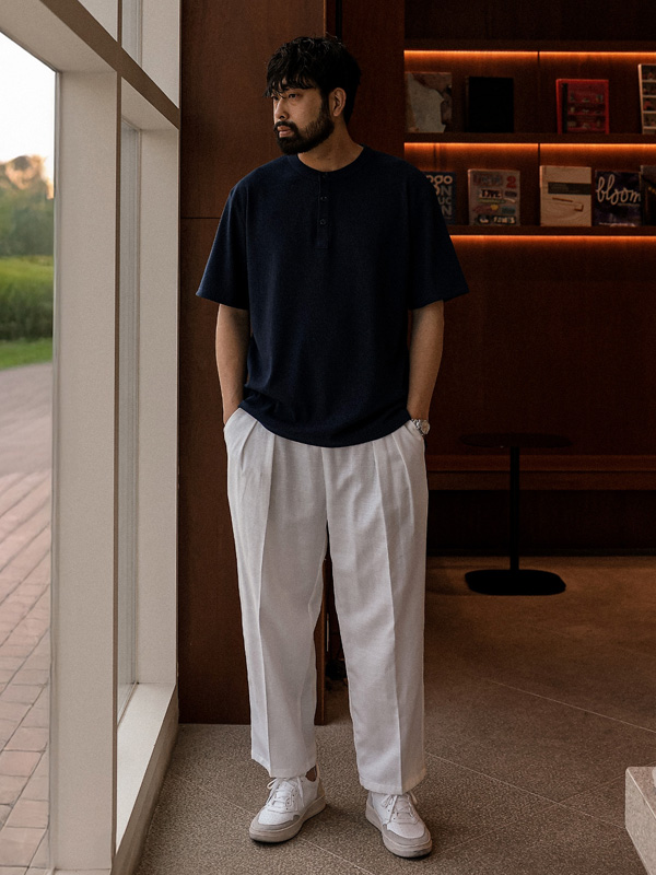 (L-5XL)<BR>노라티타 亨利颈 短袖T恤 T019