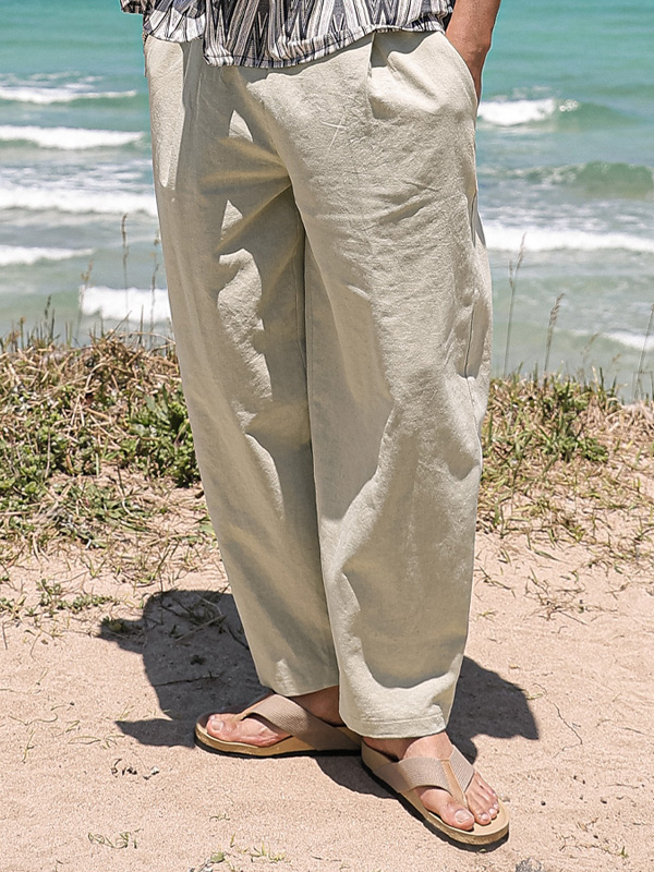 (M-5XL)<BR>쿠티치 半宽配合 亚麻绑带裤 A24