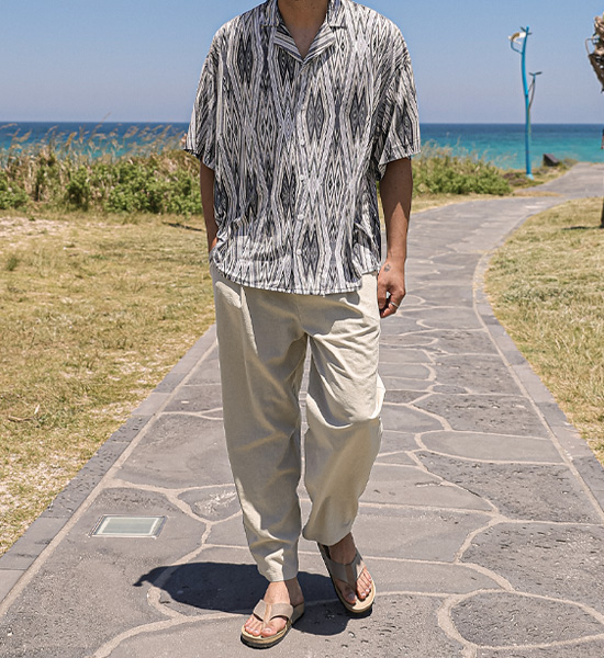 (M-5XL)<BR>쿠티치 半宽配合 亚麻绑带裤 A24