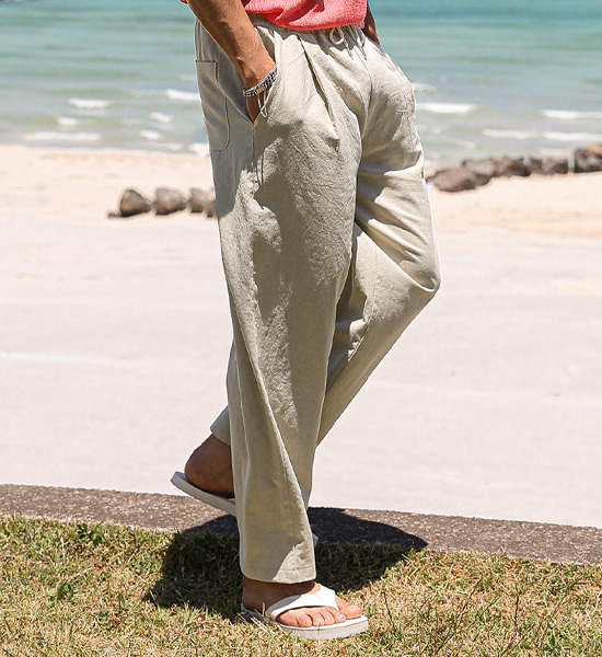 (M-5XL)<BR>쿠티치 半宽配合 亚麻绑带裤 A24