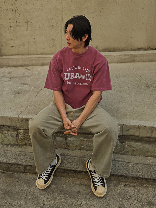 (M-5XL)<BR>모라이즈 颜料 短袖T恤