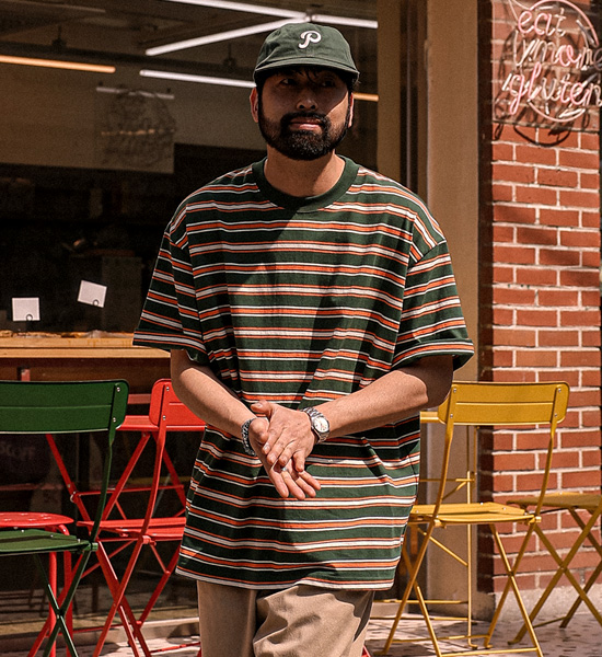 (XL-6XL)<br>모티키오 条纹 短袖T恤