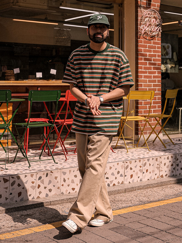 (XL-6XL)<br>모티키오 条纹 短袖T恤