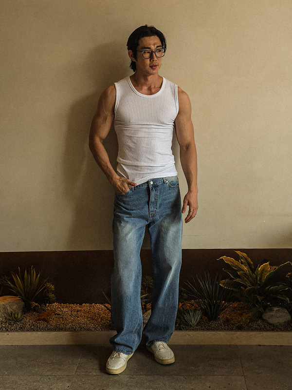 (L-5XL)<BR>노디카스 带肋无袖衬衫 T025