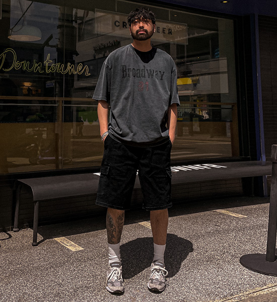 (XL-6XL)<BR>타바오트 货运牛仔布 松紧带短裤