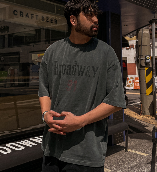 (XL-6XL)<BR>브로드리 颜料 短袖T恤