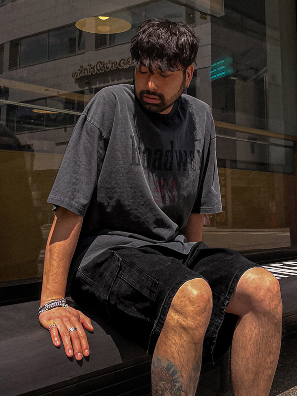 (XL-6XL)<BR>브로드리 颜料 短袖T恤