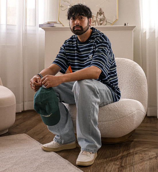 (L-5XL)<BR>바츠카시 条纹 短袖T恤