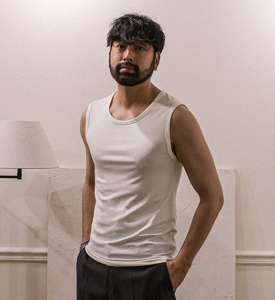 (L-5XL)<br>타노로니 带肋无袖衬衫 T023