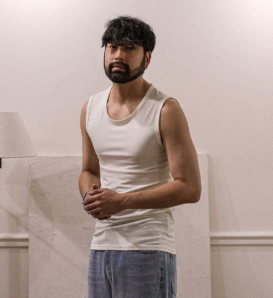 (L-5XL)<br>타노로니 带肋无袖衬衫 T023