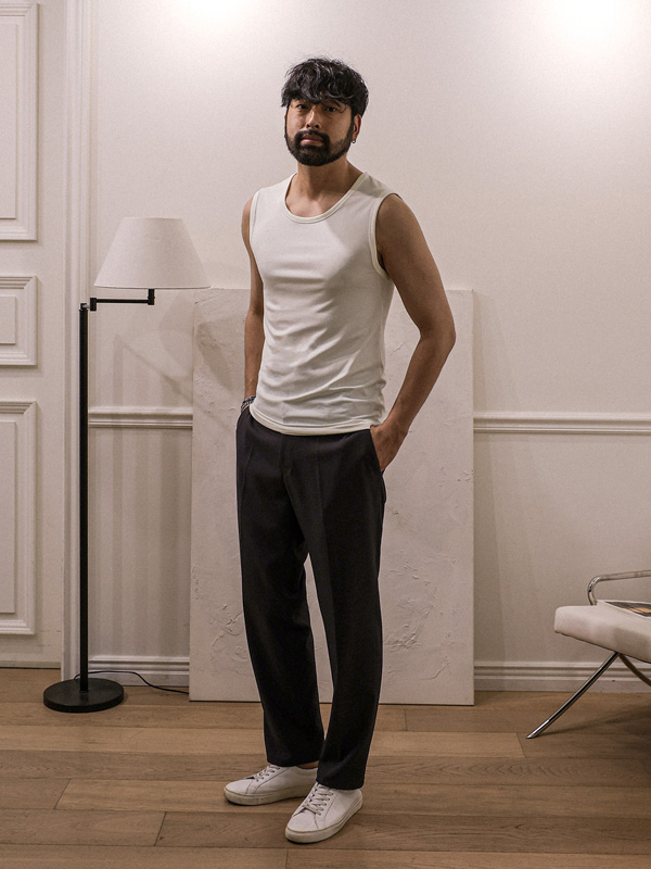 (L-5XL)<br>타노로니 带肋无袖衬衫 T023